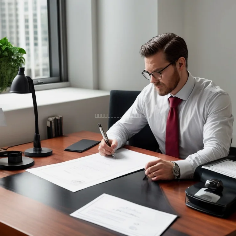 Illustration of notary document signing process